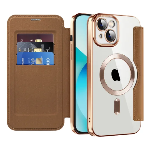  iPhone 13 Barna Techsuit SmartMag könyv tok - 1