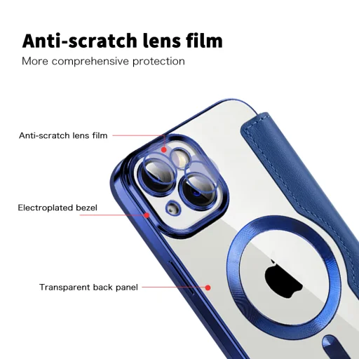  iPhone 13 Kék Techsuit SmartMag könyv tok - 5