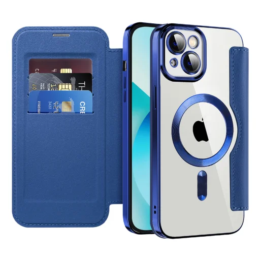  iPhone 13 Kék Techsuit SmartMag könyv tok - 1