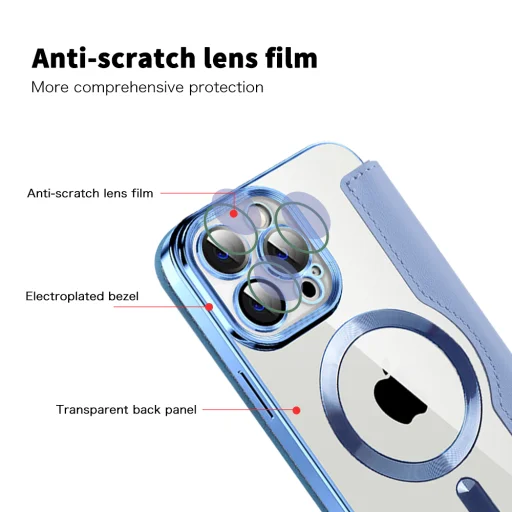  iPhone 13 Pro Max Világoskék Techsuit SmartMag könyv tok - 3