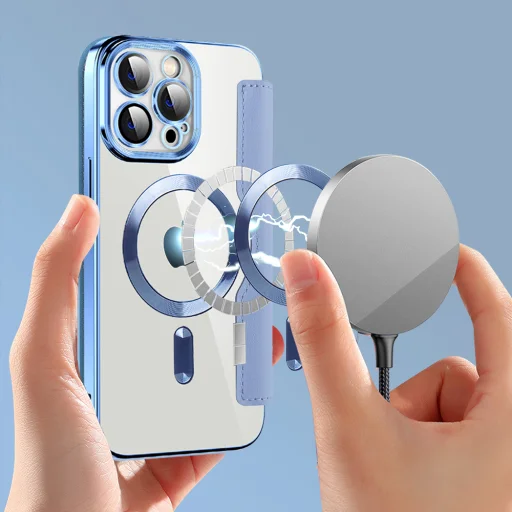  iPhone 13 Pro Max Világoskék Techsuit SmartMag könyv tok - 6