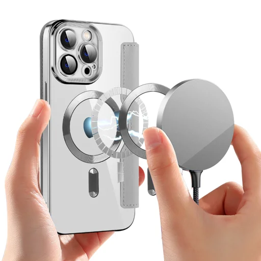  iPhone 13 Pro Max Szürke Techsuit SmartMag Könyv Tok - 6