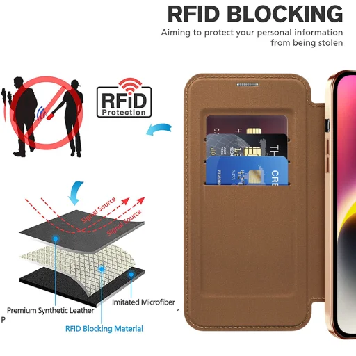  iPhone 14 Barna Techsuit SmartMag Könyvtok - 4