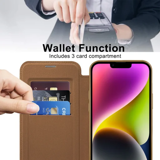  iPhone 14 Barna Techsuit SmartMag Könyvtok - 5