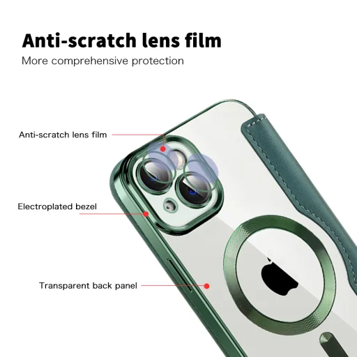  iPhone 14 Zöld Techsuit SmartMag Könyv Tok - 3