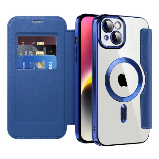  iPhone 14 Kék Techsuit SmartMag könyvtok - 1