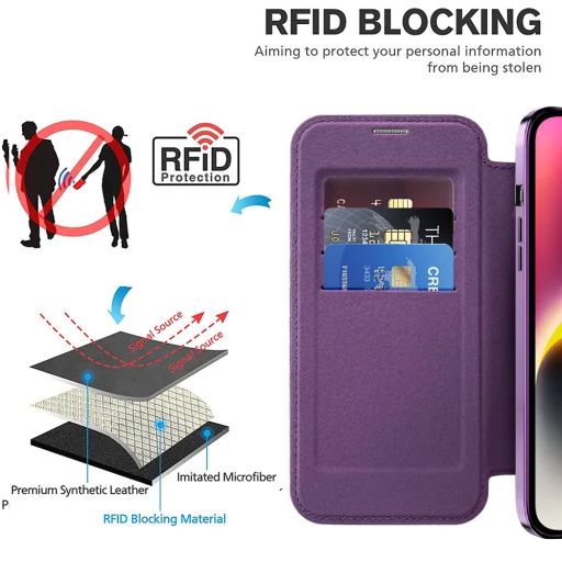  iPhone 14 Lila Techsuit SmartMag Könyv Tok - 4