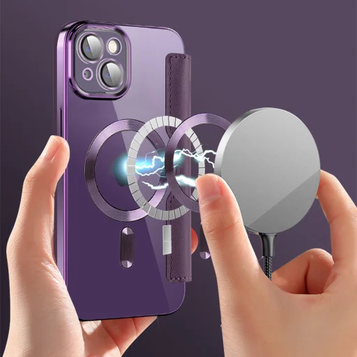  iPhone 14 Lila Techsuit SmartMag Könyv Tok - 6