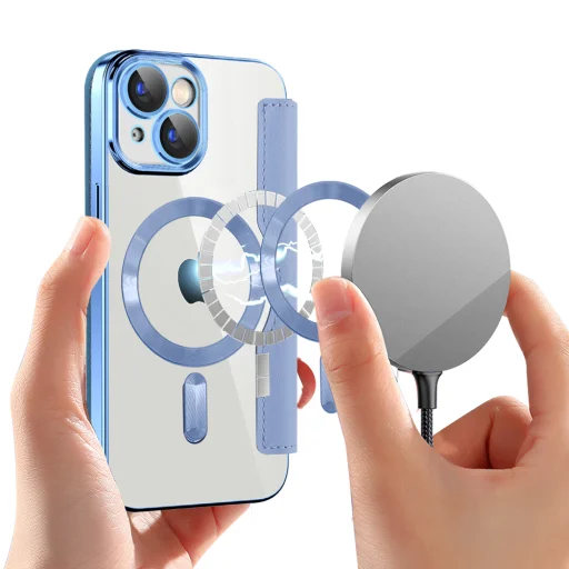  Techsuit - SmartMag könyvtok - iPhone 15 - Világoskék tok - 6