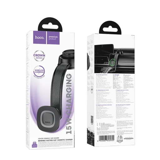 Autós telefontartó indukcióval Hoco 15W középkonzol HW31 fekete - 9