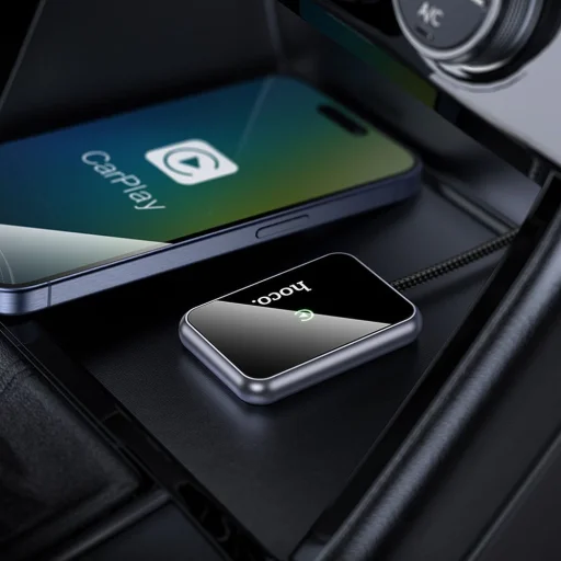 Hoco vezeték nélküli CarPlay adapter USB A / USB C HU1 fekete - 6