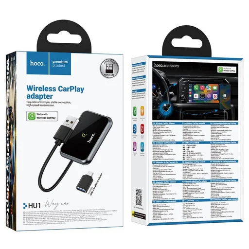 Hoco vezeték nélküli CarPlay adapter USB A / USB C HU1 fekete - 8