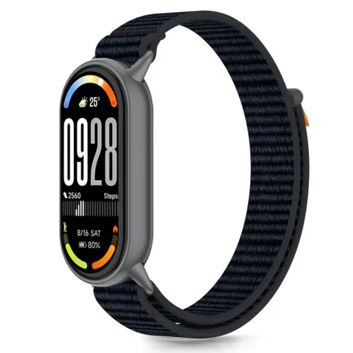 Tech-protect Nylon Stripe Xiaomi Smart Band 8 / 9 / 10 / Nfc Fekete/narancssárga - 1