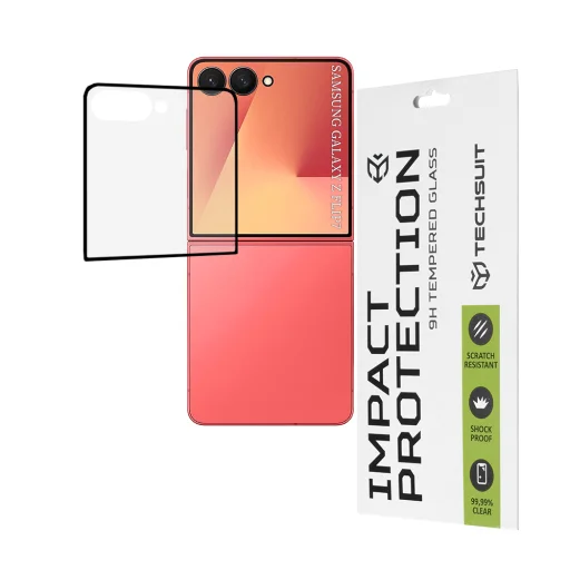  Techsuit - 111D Teljes Fedés / Teljes Ragasztás Üveg - Samsung Galaxy Z Flip7 - Fekete üvegfólia - 1