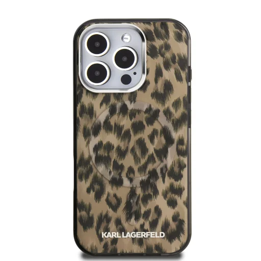  iPhone 16 Pro Max Barna Karl Lagerfeld IML Leopárd MagSafe tok - 3