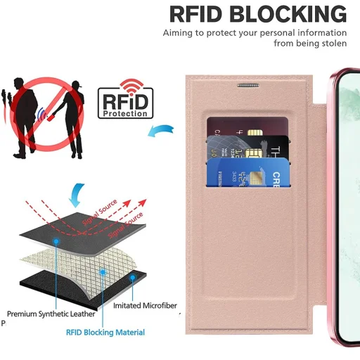  Techsuit - SmartMag könyvtok - Samsung Galaxy S22 Ultra 5G - Pink tok - 4