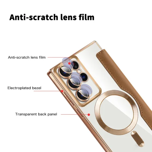 Techsuit - SmartMag Könyv Tok - Samsung Galaxy S22 Ultra 5G - Barna tok - 3