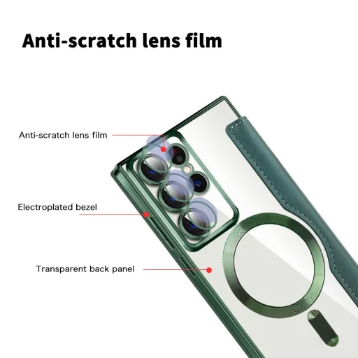  Techsuit - SmartMag könyvtok - Samsung Galaxy S22 Ultra 5G - Zöld tok - 3