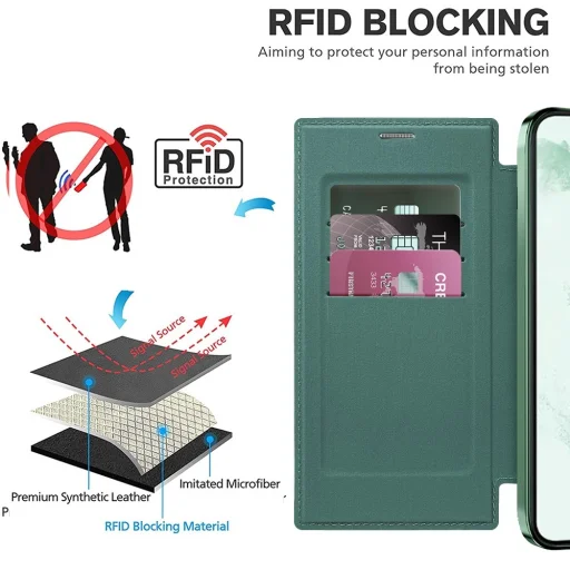  Techsuit - SmartMag könyvtok - Samsung Galaxy S22 Ultra 5G - Zöld tok - 4