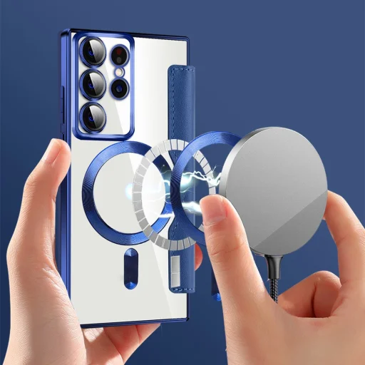  Techsuit - SmartMag Könyv Tok - Samsung Galaxy S22 Ultra 5G - Kék tok - 5