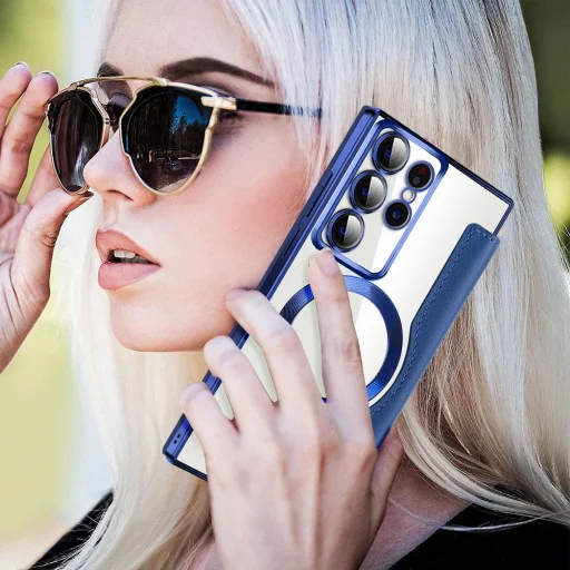  Techsuit - SmartMag Könyv Tok - Samsung Galaxy S22 Ultra 5G - Kék tok - 6