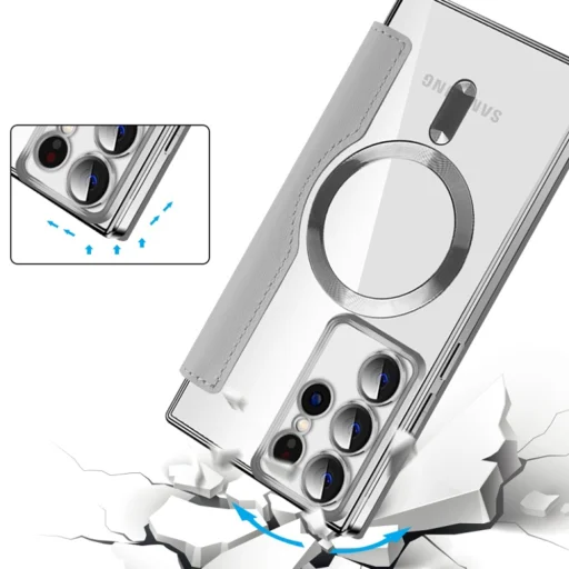  Techsuit - SmartMag könyv tok - Samsung Galaxy S22 Ultra 5G - Szürke - 4