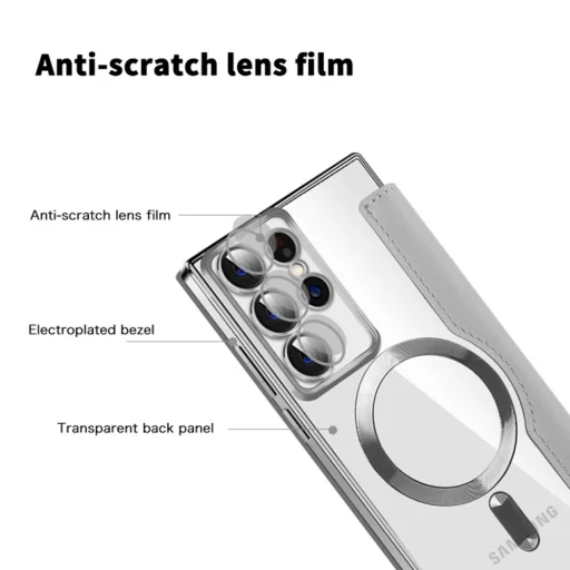  Techsuit - SmartMag könyv tok - Samsung Galaxy S22 Ultra 5G - Szürke - 3