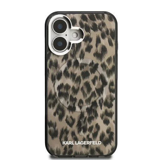  iPhone 16 barna Karl Lagerfeld IML Leopard MagSafe tok - 3