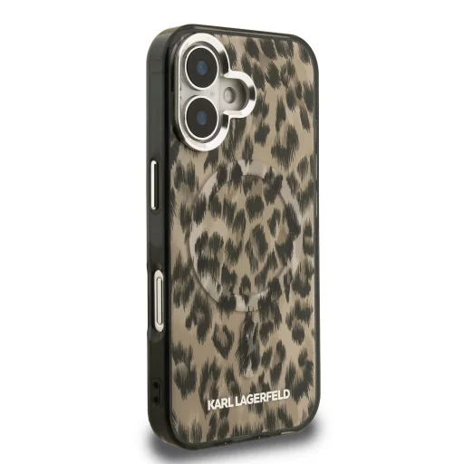  iPhone 16 barna Karl Lagerfeld IML Leopard MagSafe tok - 4