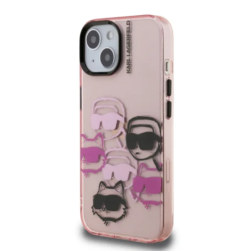  iPhone 15 Pink Karl Lagerfeld IML Multi K&CH Heads tok - 2