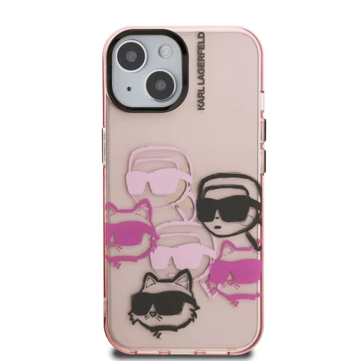  iPhone 15 Pink Karl Lagerfeld IML Multi K&CH Heads tok - 3