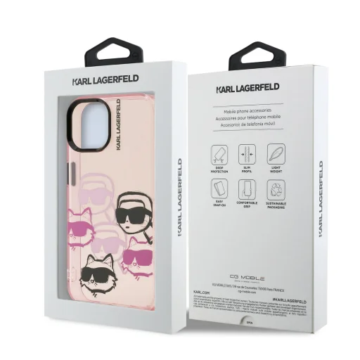  iPhone 15 Pink Karl Lagerfeld IML Multi K&CH Heads tok - 7