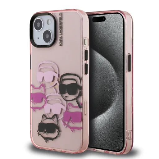 iPhone 15 Pink Karl Lagerfeld IML Multi K&CH Heads tok - 1