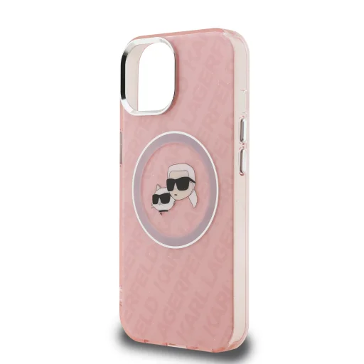 iPhone 15 Karl Lagerfeld IML K&CH Heads Repeated Logo MagSafe tok rózsaszín - 9