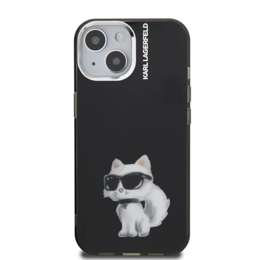  iPhone 15 Fekete Karl Lagerfeld IML Aquarelle Choupette tok - 3