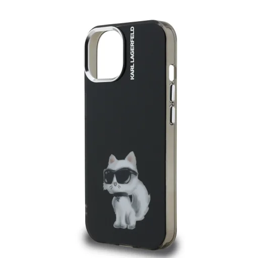  iPhone 15 Fekete Karl Lagerfeld IML Aquarelle Choupette tok - 5