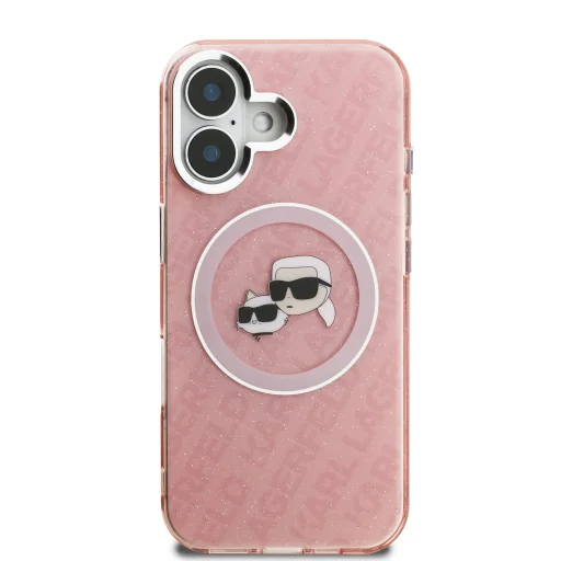  iPhone 16 Pink Karl Lagerfeld IML K&CH Heads Repeated Logo MagSafe tok - 3