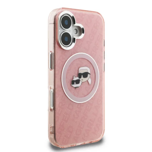  iPhone 16 Pink Karl Lagerfeld IML K&CH Heads Repeated Logo MagSafe tok - 4