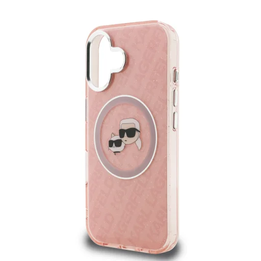  iPhone 16 Pink Karl Lagerfeld IML K&CH Heads Repeated Logo MagSafe tok - 5