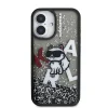  iPhone 16 fekete Karl Lagerfeld Liquid Glitter Scattered Choupette tok thumbnail