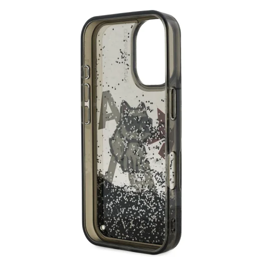  iPhone 16 fekete Karl Lagerfeld Liquid Glitter Scattered Choupette tok - 6