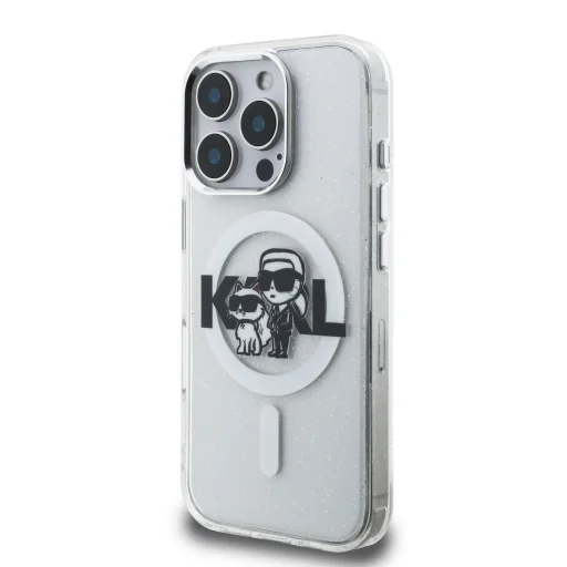  iPhone 16 Pro Max Átlátszó Karl Lagerfeld IML Glitter Karl és Choupette Sketch MagSafe tok - 2