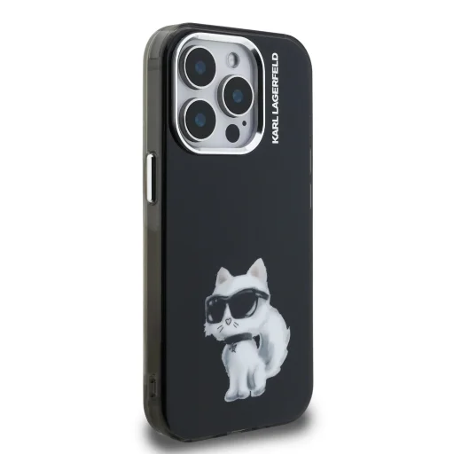  iPhone 15 Pro Max fekete Karl Lagerfeld IML Aquarelle Choupette tok - 4