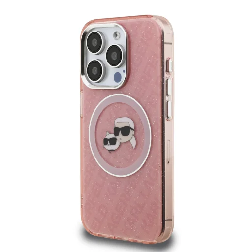  iPhone 15 Pro Max Pink Karl Lagerfeld IML K&CH Heads Repeated Logo MagSafe tok - 2