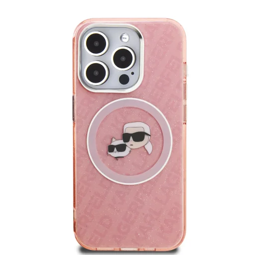  iPhone 15 Pro Max Pink Karl Lagerfeld IML K&CH Heads Repeated Logo MagSafe tok - 3