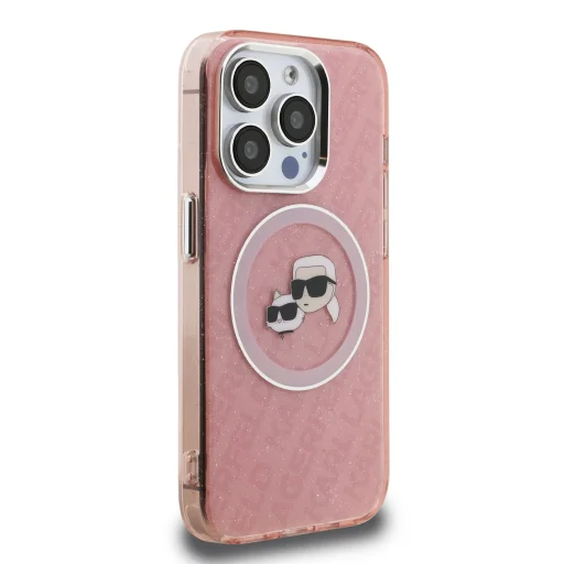  iPhone 15 Pro Max Pink Karl Lagerfeld IML K&CH Heads Repeated Logo MagSafe tok - 4