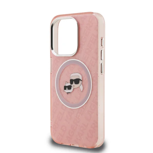  iPhone 15 Pro Max Pink Karl Lagerfeld IML K&CH Heads Repeated Logo MagSafe tok - 5