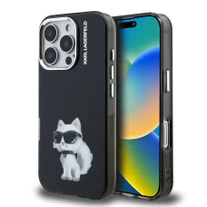  iPhone 16 Pro Max fekete Karl Lagerfeld IML Aquarelle Choupette tok