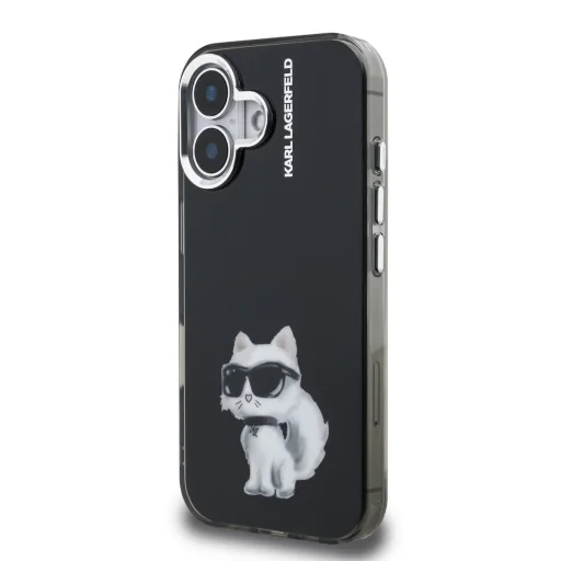  iPhone 16 fekete Karl Lagerfeld IML Aquarelle Choupette tok - 2