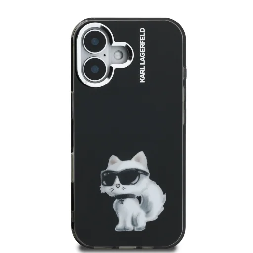  iPhone 16 fekete Karl Lagerfeld IML Aquarelle Choupette tok - 3
